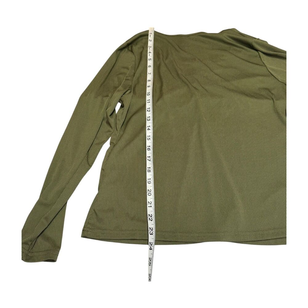 Shein Curve Blouse Top Women's 2XL Olive Green Ruched Front Long Sleeve Pullover - Picture 5 of 6